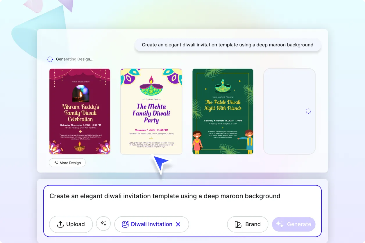 Free AI Diwali Invitation Generator, Free Online Invitation Maker